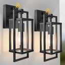 ALVIME Dusk to Dawn Outdoor Wall Lights Fixture, Exterior Wall Lanterns, Porch Outside Garden Lamps Sconce for Entryway, Front Door Patio Garage, E26 Base&Toughened Glass 2-Pack (Texture black-Photocell Sensor)
