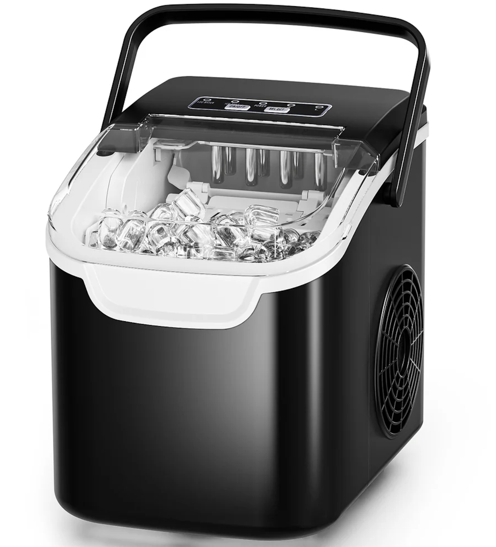 Antarctic Star Countertop Ice Maker Machine, 26Lbs/Day Fastest 6‑Min Ice | 8 bullet ice in 6min, 2 sizes, energy-saving, portable mini, with handle,basket,scoop. Home/bar/RV/camping/office. Black