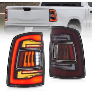 VLAND Tail Lights Compatible with 4th Gen Dodge Ram 1500 2009-2018 Ram 2500/3500 2010-2018, Rear Lights w/Startup Animation w/Amber Sequential, Fit Led/Halogen Models One Set Color Red