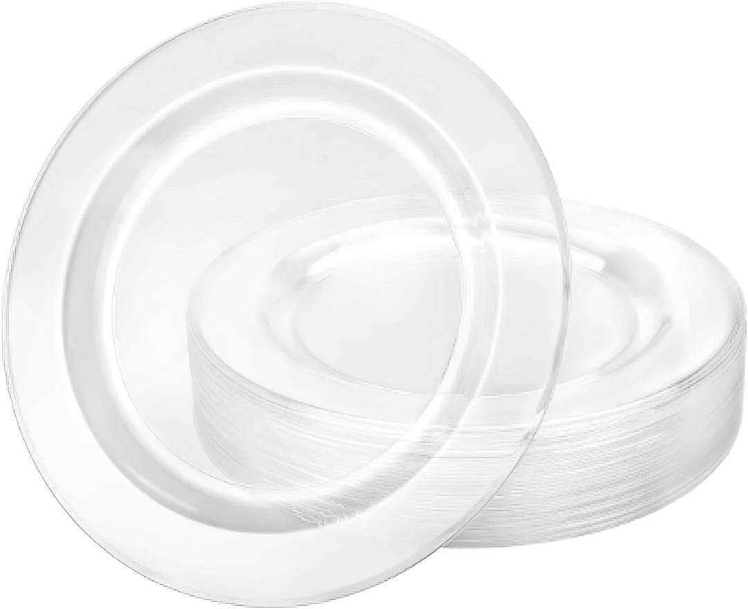Lillian Tablesettings Premium Quality Heavyweight Plastic Plates China Like Wedding and Party Dinnerware Plastic Plates 9 inch, Crystal Clear - Value Pack 30 Count