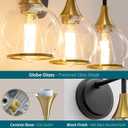 Black and Gold Bathroom Vanity Light 3-Lights Bathroom Light Fixtures Over Mirror with Clear Glass Shade 22.4 inch Wall Sconce Lighting Bath(Exclude E26 Bulb)