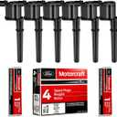 Motorcraft Set of 6 Spark Plugs SP493 AGSF32PM Platinum & MAS Ignition Coils Pack Compatible with Ford Escape Taurus Mzda Tribute Mercury Montego Sable Replacement for DG513 DG500 FD502