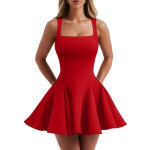 DAAWENXI Women's Sexy Sleeveless Square Neck Mini Dress Bodycon Party Club Tank Short Dresses, Small