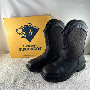 Mens Herman Survivors Granite Pull On Leather Steel Toe Work Boots Comfort Brown  Size 8 1/2