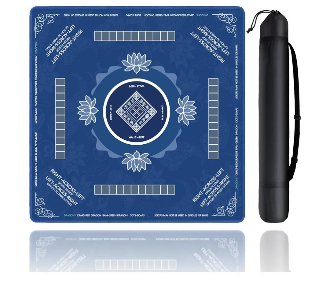 Mahjong Mat, Mahjong Mat for Table with Bag, 31.5" x 31.5" Rubber Anti Slip and Noise Reduction Board Gaming Mat for Mah Jongg, Poker, Board Tile Games, Dominoes