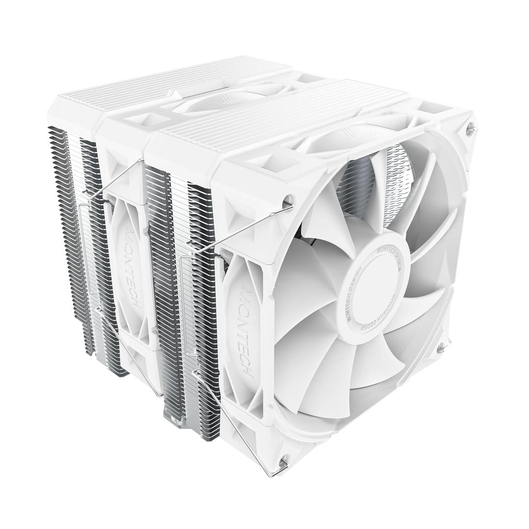 MONTECH NX600 Dual-Tower CPU Air Cooler with 6 Heatpipes & Premium Top Cover | 28mm E28 PWM Premium Fan| Soldered Copper Base | Superior Heat Dissipation | All Intel & AMD Socket Support | White