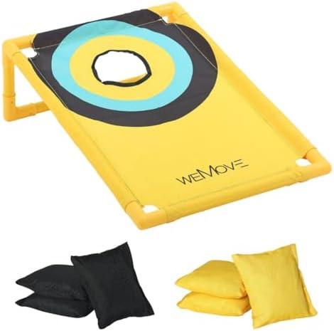Cornhole Board Set, Arcade Style Cornhole Set Board and Beanbags, Indoor and Outdoor Corn Hole Games for Adults and Kids Bean Bag Toss Game - Yellow