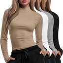 Xaatren 4 Pack Women's Long Sleeve Underscrub Shirt Mock Neck Slim Fit Tops Lightweight Thermal Base Layer Scrubs Undershirts (M)