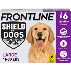 FRONTLINE Shield Flea & Tick Treatment for Large Dogs 41-80 lbs. Count of 6 (Purple Box)