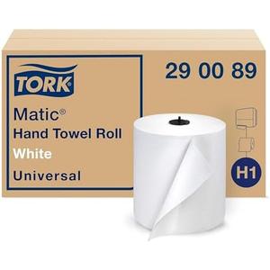Tork Matic Paper Hand Towel Roll White H1, Universal, 100% Recycled Fiber, 6 Rolls x 700 ft, 290089