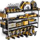 Power Tool Organizer, 15 Min Quick Assembly & Heavy Duty Metal tool chest, 4 shelves 8 Slots for Cordless Drill in Garage/Workshop/Pegboard/Shed, gifts for Man/Dad/Father's Day