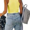 Nlife Womens Nashville Sparkly Fringe Sleeveless Tops Concert Raceback Ribbed Tank Tops with Glitter Tassel (Yellow, S)