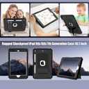 LTROP Case for iPad 9th/ 8th/ 7th Generation (2021/2020/ 2019) 10.2 Inch with Pencil Holder & Kickstand, Hybrid Shockproof Rugged Protective Case for iPad 9 8 7 Gen 10.2", Black