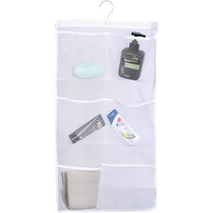 ALYER 6 Storage Pockets Hanging Mesh Shower Caddy,Space Saving Bathroom Accessories and Quick Dry Bath Organizer with Hanger,White