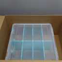 BTSKY Clear Plastic Dividing Storage Box with 8 Deep Compartments Adjustable Storage Bin with Lid Portable Craft Storage Container Multipurpose Sewing Box Art Supply Organizer, 15.1x13.9x6.1 Inches