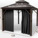 Hugline Gazebo Universal Replacement Privacy Curtain 10' x 10' Gazebo Side Wall Outdoor Privacy Panel with Zipper (Black)