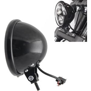 Lengthened Bolt 5.75 Inch Headlight Housing Universal Motorcycle 5 3/4" LED Headlight Bucket Shell Round Headlamp Light Bulb Bottom Mounting