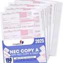 1099 NEC Copy A Income Forms, Federal Approved Lazer Tax Forms, Compatible with QuickBooks and Accounting Software, RED Copy A ONLY, 150 Pack (50 Sheets, 3 Forms Per Sheet)