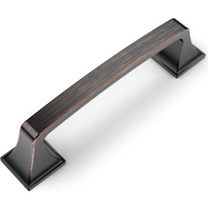 Amerdeco 10 Pack Oil Rubbed Bronze 3-3/4 Inch(96mm) Hole Centers Kitchen Cabinet Pulls Hardware Kitchen Handles for Cabinets Cupboard Handles Drawer Pulls