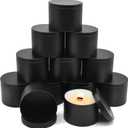 12-Pack 16oz Candle Tins with Lids, Metal Candle Jars for Candle Making, Bulk Empty Containers for Beginners & DIY Storage -Black