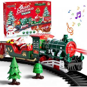 Train Set for Toddlers Christmas Tree, Christmas Train Sets for Around The Tree, Train Set with Sound and Lights, Toddler Model Trains for 3 4 5 6 7 8+ Years Old Kids Christmas Toys, Gifts