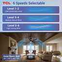 TCL 72 Inch Large Black Ceiling Fans with Lights and Remote