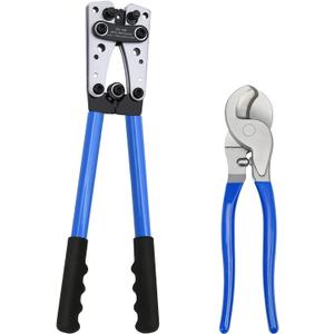 Battery Cable Lug Crimping Tool, Wire Crimper Tool with Cable Cutter for AWG 10-1/0 Electrical Lug Crimper, Heavy Duty Wire Lugs, Battery Terminal, Copper Lugs