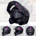SanQing Adult Modular Flip-Up Full Face Motorcycle Helmets-DOT (Purple, Small)