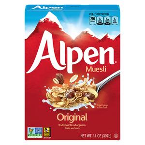 Alpen Original Muesli, Swiss Style Muesli Cereal, Whole Grain, Non-GMO Project Verified, Heart Healthy, Kosher, Vegan, 14 Oz Box
, BBD:OCT 10, 2025