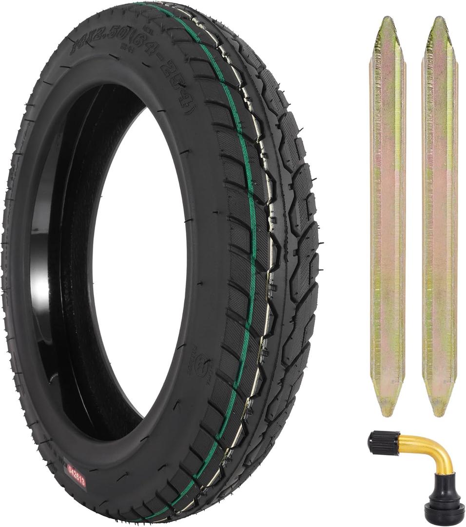14X2.50 Tire for E-Bike E-Scooter, Type - Tire Tube Tubeless/Solid-1 Pack
