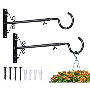 BOLITE Bird Feeder Hanger(16 to 24 Inch), Adjustable Hanging Plant Brackets, Plant Hangers for Hanging Bird Feeders, Planters, Lanterns, Wind Chimes, String Lights, 2 Pack, Black