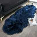 Ashler Faux Fur Rug, Dark Blue Area Rugs, Fluffy Sheepskin Fur Rug, Fuzzy Ultra Soft 2 x 6 Ft Rugs, Machine Washable Shag Rug, Nursery Throw Rugs for Bed, Living, Kids Room