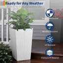 Garvee Tall Outdoor Planters, 16 Inch Planters for Outdoor Plants, White