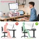 AUPSEN Pink Desk Organizers and Accessories, 2-Tier Wood Computer Monitor Stand with Drawer, Pen Storage & Phone Holder, Office Desk Accessories, Workspace Desktop Organization for Office Supplies