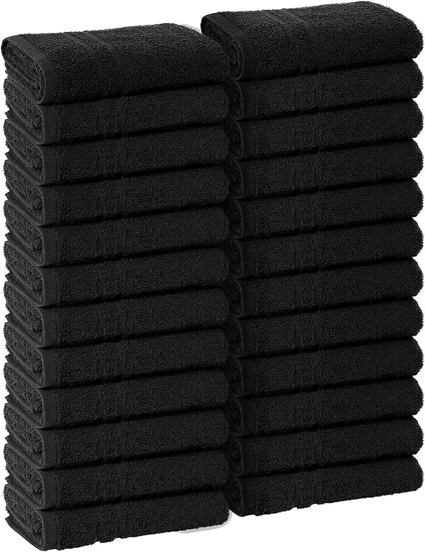 24 Pack Black Hand Towels 100% Cotton Spa Towels 16x27 inches Highly Absorbable Facial, Gym, Hair and Face Towels in Bulk