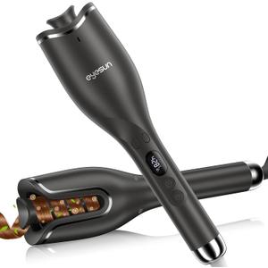 Hair Curling Irons, Automatic Portable Rotating Curling Iron with LCD Display,4Temperature Settings, Timers(12-19s),Auto Shut-Off, Anti-Scald, Anti-Tangle, Lightweight, Fast Heating & Easy Use for Travel (Gray)