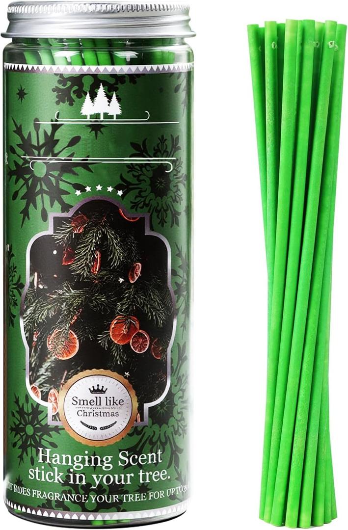 24 Pcs Classic Christmas Tree Ornaments  Natural Pine, Resin & Sweet Woody Notes, Long-Lasting Holiday Fragrance with Hooks for Home Decorations