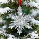 Hanging Snowfake Decorations Glass Crystal Snowflakes Ornaments Window Snowflake Hanging Ornament Christmas Tree Indoor Outdoor - with 2025 Tag, Gift Boxed Holiday Decor - 2025 Edition