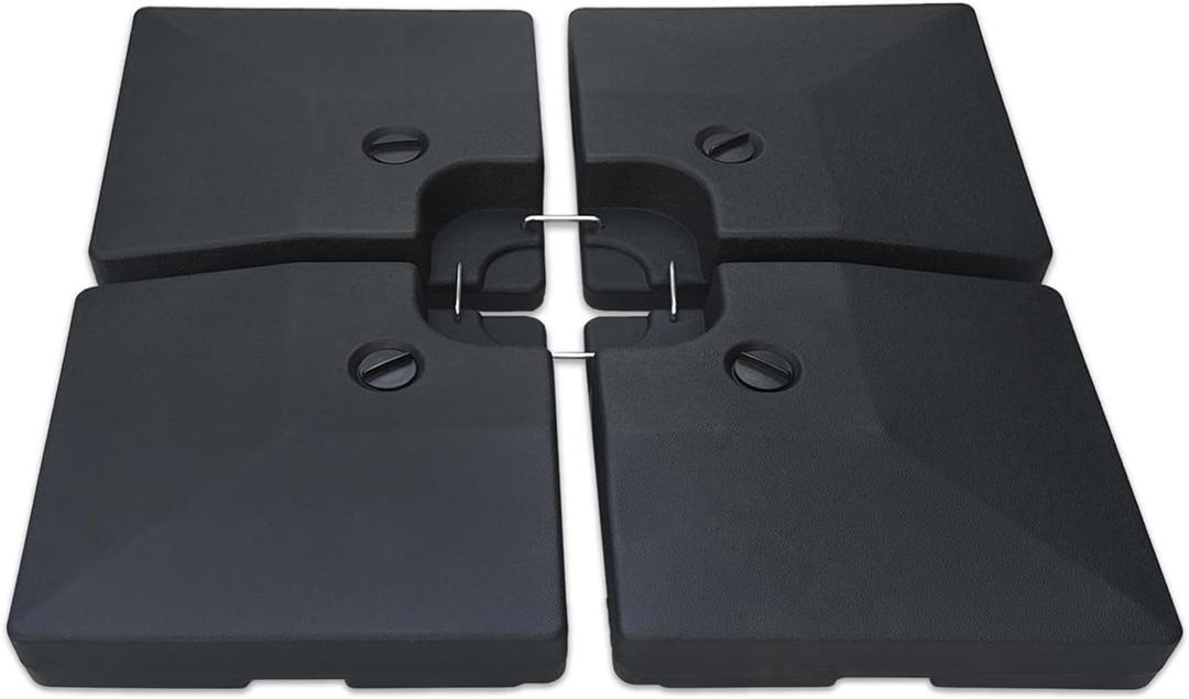Helios&Hestia 4 Pcs Heavy Duty Water and Sand Fillable Patio Umbrella Base Stand, 357 lb Square Plastic Weight Set for Outdoor Cantilever Offset Umbrella, Black