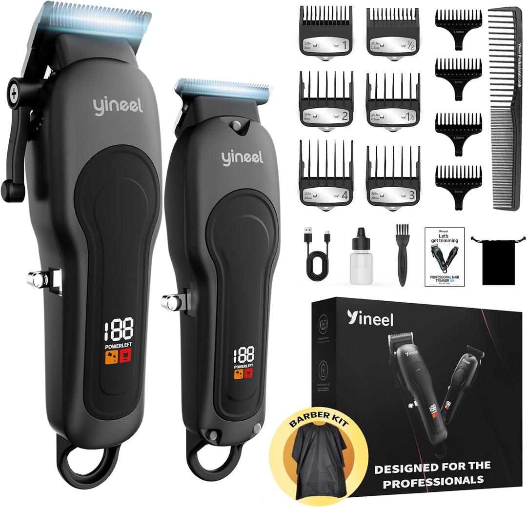 Yineel Hair Clippers for Men, Professional Cordless Clippers & Trimmer Set, Super Quiet, Clippers for Hair Cutting Kit with LED Display, Gift for Men Women Barber Kid