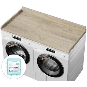 WENRENER Washer Dryer Countertop, Laundry Room Wood Topper with Edge, 27.5" x 54" Washer Dryer Cover for Top Laundry Room Storage and Organization (Oak)