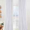 100% Blackout Shield Linen Blackout Curtains for Bedroom 90 Inches Long, Back Tab/Rod Pocket Living Room Drapes, Thermal Insulated Blackout Curtains 2 Panels Set, 50" W x 90" L, Bright White (50"W x 90"L (Pack of 2))