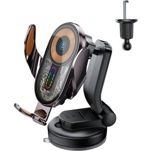 Wireless Car Charger Mount,15W Fast Charging Auto Clamping Car Phone Holder Charger for iPhone 15 14 13 12 Pro Max 11 XS, Samsung Galaxy S24 Ultra S23 S22 S21