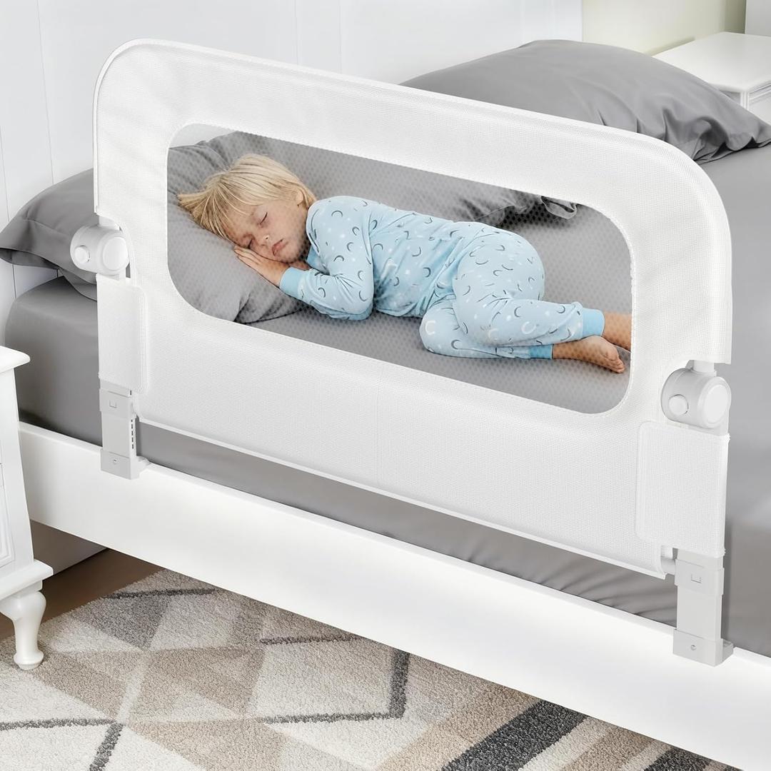 Baby Bed Rail Guard for Toddlers - 35.4" Toddler Bed Rails for Crib,Twin,Full, Queen Bunk Size Bed Swing Down Bedrail Extral Tall Child Safety Side Railing Guards for Kids (36 Inch, White)