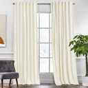KGORGE Ivory Velvet Curtains 102 inches 2 Panels, Velvet Blackout Curtains for Bedroom Living Room, Soft Darkening Thermal Insulating Window Drapes, Back Tab Rod Pocket, W 52 x L 102