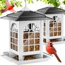 Birdream 2 Pack Bird Feeders for Outdoor Hanging, Assembly Required, 1-Min Easy Setup, Classic Courtyard Design, Attracting Cardinals Chickadees Goldfinches & Sparrows - Black&White