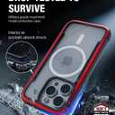 2 x RAPTIC Shield Magnetic for iPhone 15 Pro Case, Compatible with MagSafe, Shockproof Protective Clear Case, Military Grade 10ft Drop Tested, Durable Aluminum Frame, 6.1 inch, Red