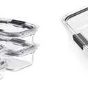 Rubbermaid Brilliance Glass Food Storage Containers Set (4 containers + 4 lids) and Large 9.6 Cup Container