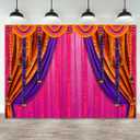 Pooja Backdrop Decoration Cloth Items Indian Ganpati Puja Traditional Chatiya Ganesh Mehndi Photography Background Festival Wedding Party Marigold Garlands Banner Photo Booth Props 7x5ft