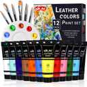 Colorful Acrylic Leather Paint Kit Set for Shoe Painting -12 Pack 2.5oz Paint for Bag & Wallet Decor, Jacket Care, Crafts DIY & Customizing Leather ProjectsNot Contain Sponge